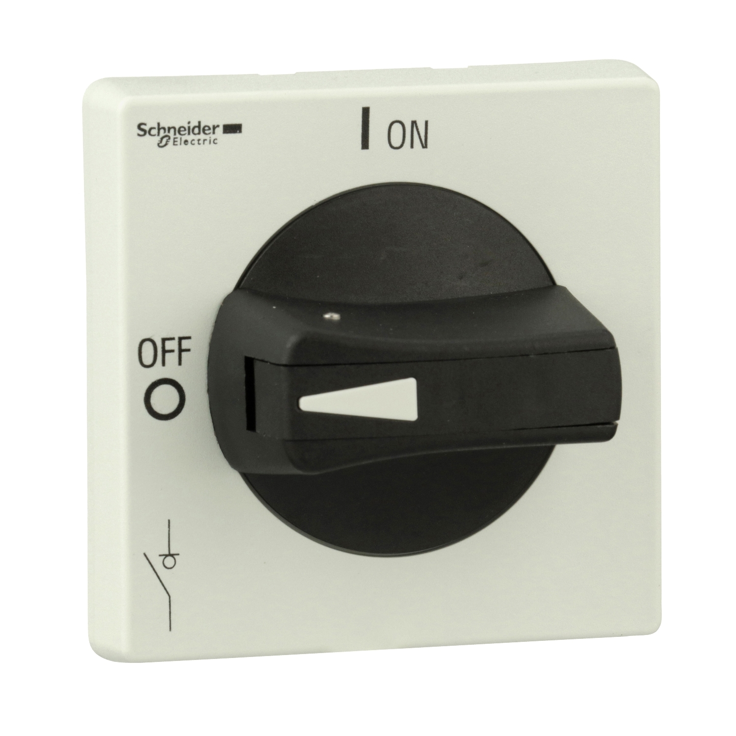 VLSH2H5BD TeSys Defeatable Protrud Rotary Single Hole Disconnect Switch Operating Handle With Front Plate, 65 mm W x 65 mm H, Black/Gray