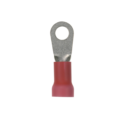 PV8-14RX-QY Pan-Term Loose Piece Ring Terminal, 8 AWG Conductor, 1.52 in L, Brazed Seam/Expanded Entry/Insulation Support Barrel, Copper, Red