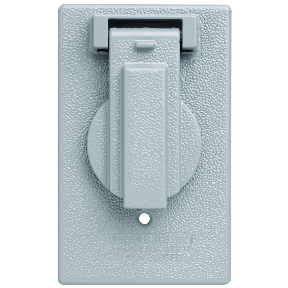 CA7GV Cast Weatherproof Cover Single Receptacle, Vertical, Gray