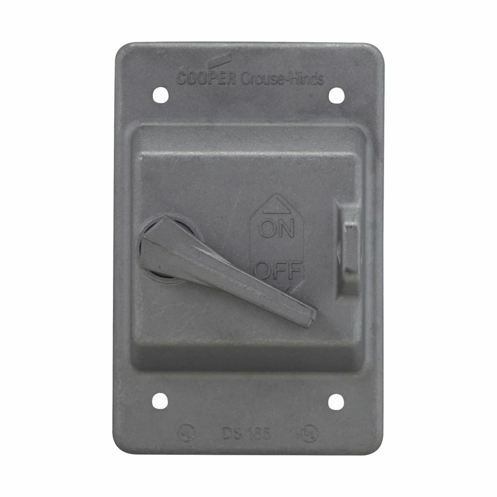 DS185 Eaton Crouse-Hinds series DS raintight snap switch cover, Die cast aluminum, Single-gang, Gasket, For standard ON-OFF operation; with hole for lock, For general use snap switches