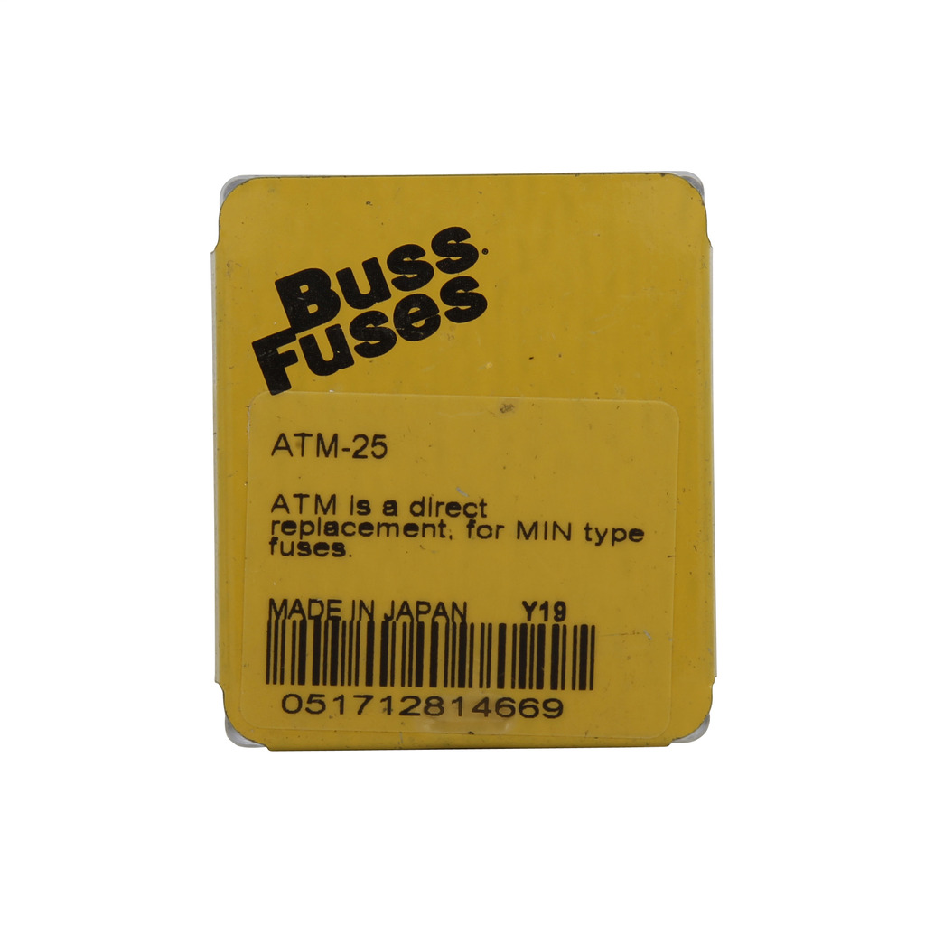 ATM-25 Fast Acting Miniature Blade Fuse, 25 A, 32 V DC, 1000 A