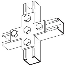 B132SS4 Flat Pre-Assembled Cross Plate, 5 Holes, 5-3/8 in L x 5-3/8 in W x 1/4 in THK, Hot Rolled Steel