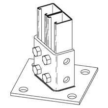 B281SS4 Centered Offset Square Post Base, Centered/Offset Channel Position, 1-5/8 in H Base, For Use With 1-5/8 x 1-5/8 in Side by Side Channel and Strut Fittings, 304 Stainless Steel