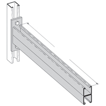 B297-18SS4 Cantilever Double Channel Bracket, 2 Holes, 18 in L x 2 in W x 3/8 in THK, Steel