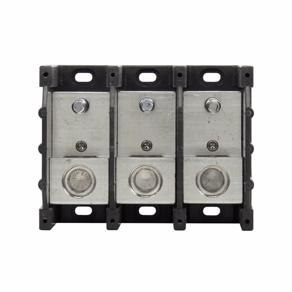 16383-3 Barrier Power Terminal Block, 600 V AC/DC, 380 A, 3 Poles, 6 AWG to 500 kcmil Cu/Al Line Wire, Aluminum/Thermoplastic