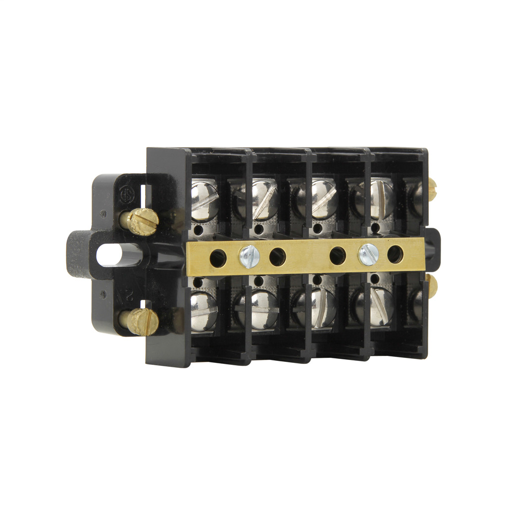 KUSC6 KUSC 6-Pole Double Row Standard Terminal Block With Shorting Strap and 4 Shorting Screws, 600 V AC, 60 A, 22 to 6 AWG Wire, Black
