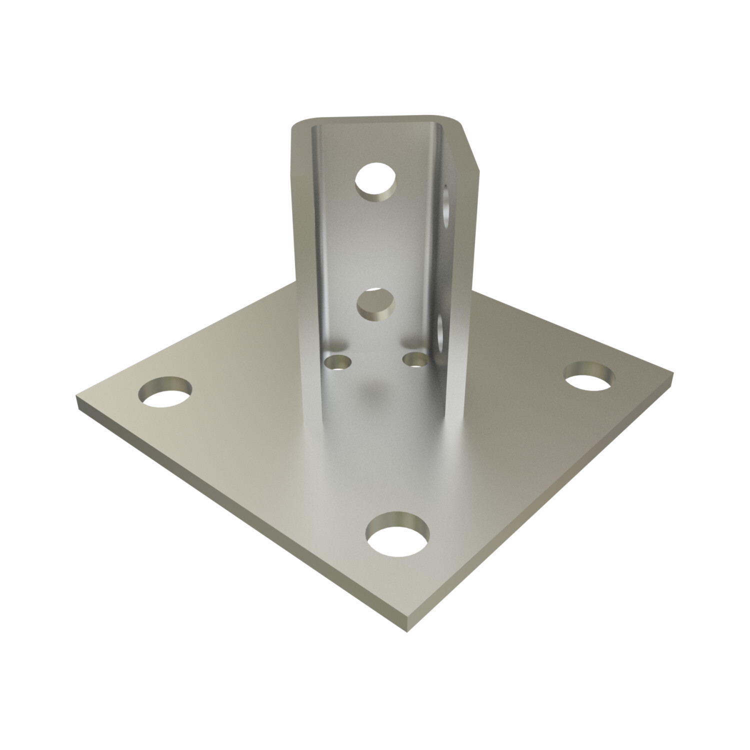 P2072A-SS Post Base, 1 Channel, Centered/Offset Channel Position, 1/4 in H Base, For Use With 1-5/8 in W Series Channel, Steel
