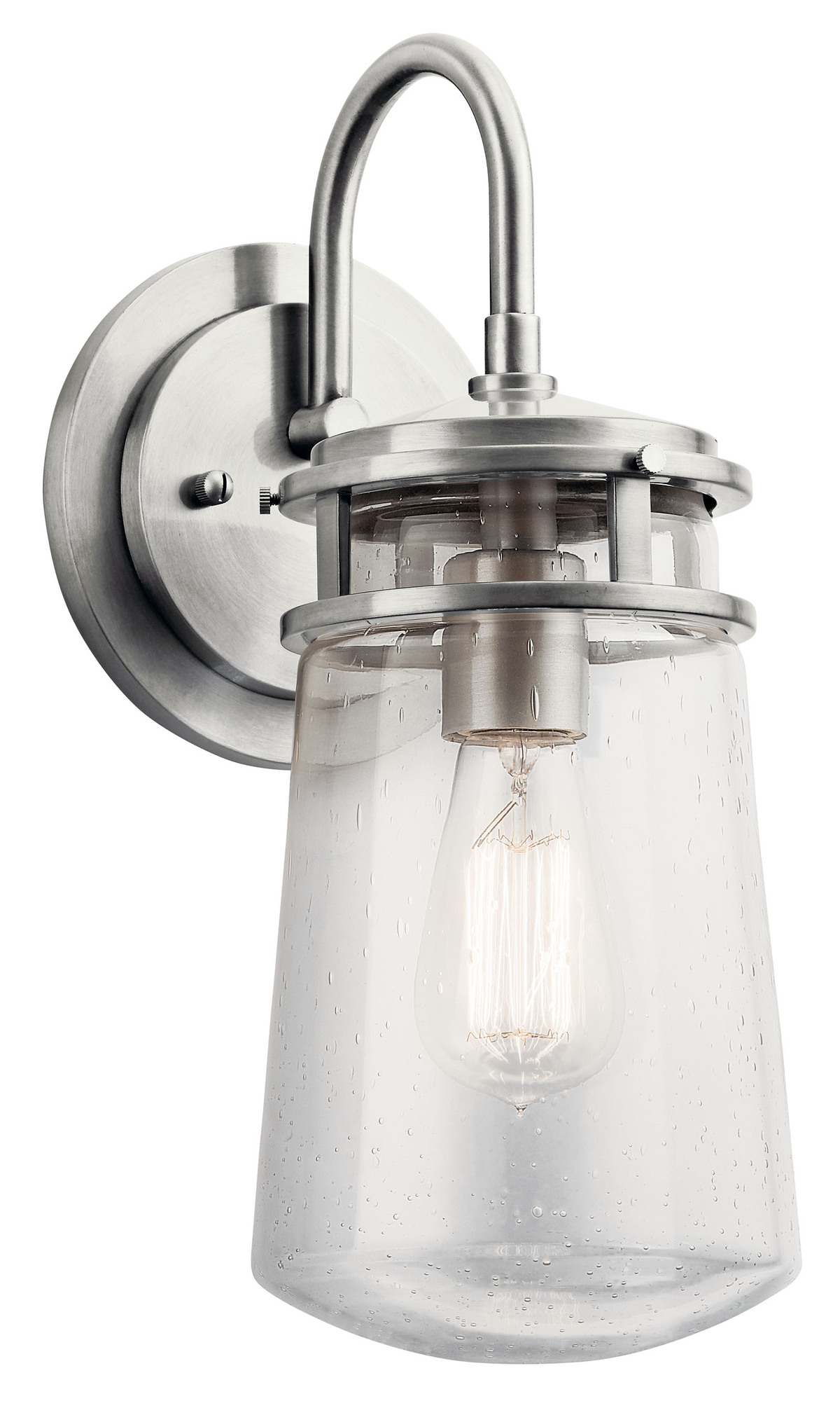 49445BA Lyndon Small Transitional Outdoor Wall Light, (1) A19 Lamp, Brushed Housing