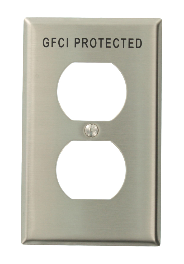 84003-G40 Non-Magnetic Standard Size Receptacle Wall Plate, 1 Gangs, 302 Stainless Steel