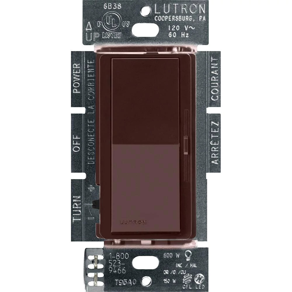 DVCL-153PH-BR Diva LED+ Dimmer Switch, No Neutral Required, 150W LED, 1 Pole/3-Way, 120V, Brown