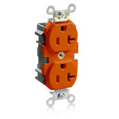 MT563-IG Lev-Lok 1-Phase Duplex Heavy Duty Isolated Grounding Tamper Resistant Straight Blade Receptacle, 125 V AC, 20 A, 2 Poles, 3 Wires, Orange