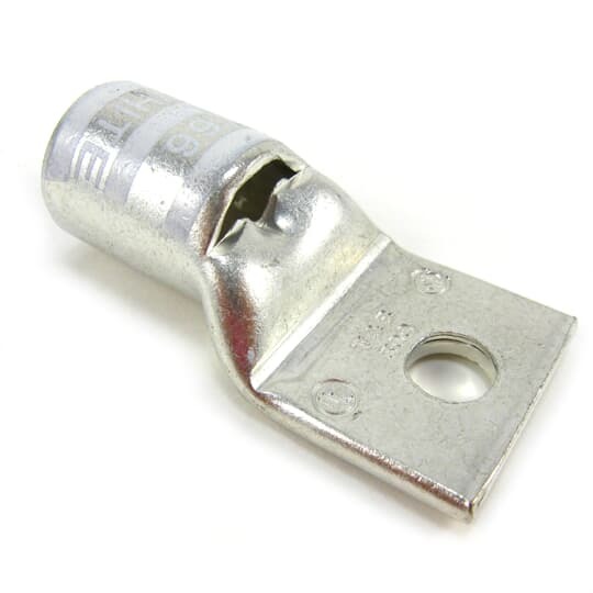 58168 Color-Keyed 58100 1-Hole Non-Insulated Compression Lug With Peep Hole, 250 kcmil Flexible Copper Conductor, Die Code: 66, 1/2 in Stud, Copper