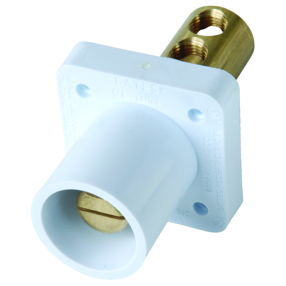 PS40MRBW Cam-Type Male Panel Mount Connector, 600 V AC, 400 A, White