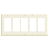 80423 Decora Standard Size Wall Plate, 5 Gangs, 9.99 in W x 4.5 in H, Thermoset, Brown