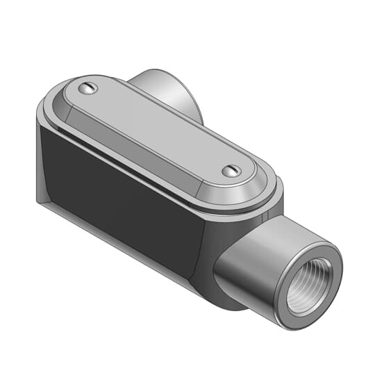 LL37CG-TB T&B BlueKote Type LL Pre-Assembled Conduit Body With Cover, Gasket, 1 in Hub, Form 7 Form, 10.6 cu-in Capacity, Iron, Epoxy Powder Coated/Zinc Plated