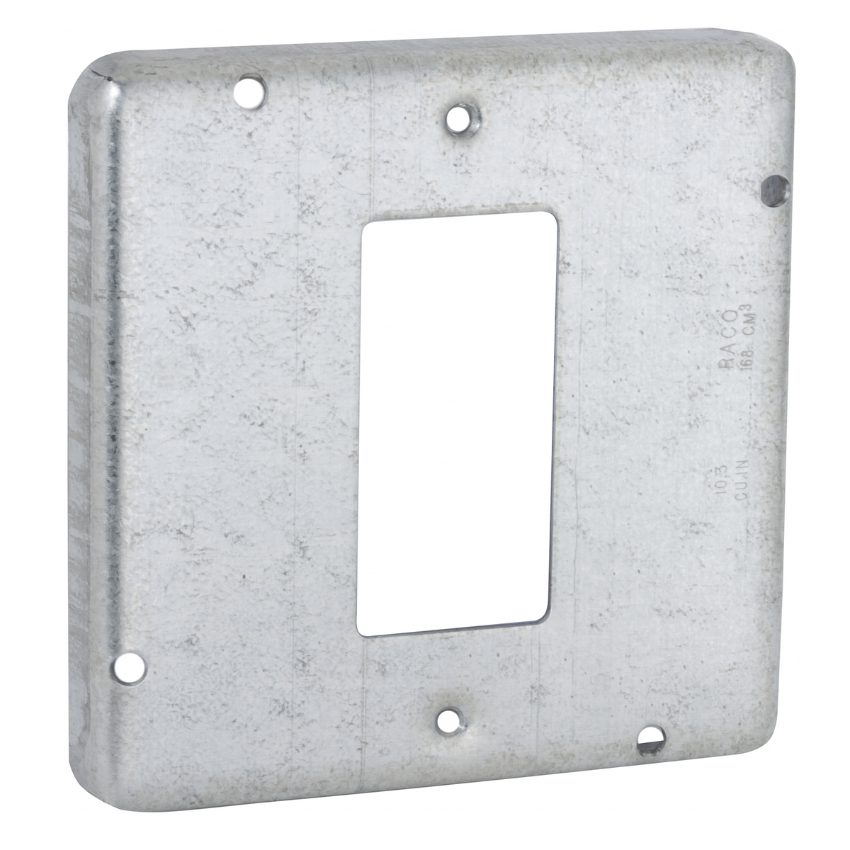 856 Machined Standard Exposed Work Cover, 4.69 in L x 4.69 in W, GFCI Receptacle Cover, Drawn Steel