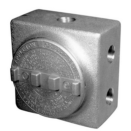 GRSS50 Unilets Dust-Ignitionproof Raintight Explosionproof Conduit Outlet Box With Multiple Hubs and Cover, 1/2 in, 3.38 in Cover Opening, 29 cu-in, Epoxy Powder Coated