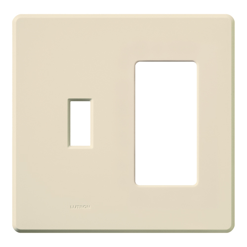 FG-2-TD-LA Fassada Combination Traditional and Designer/Decorator-Style Opening for Dimmers and Switches, 2 Gang, Matte, Light Almond