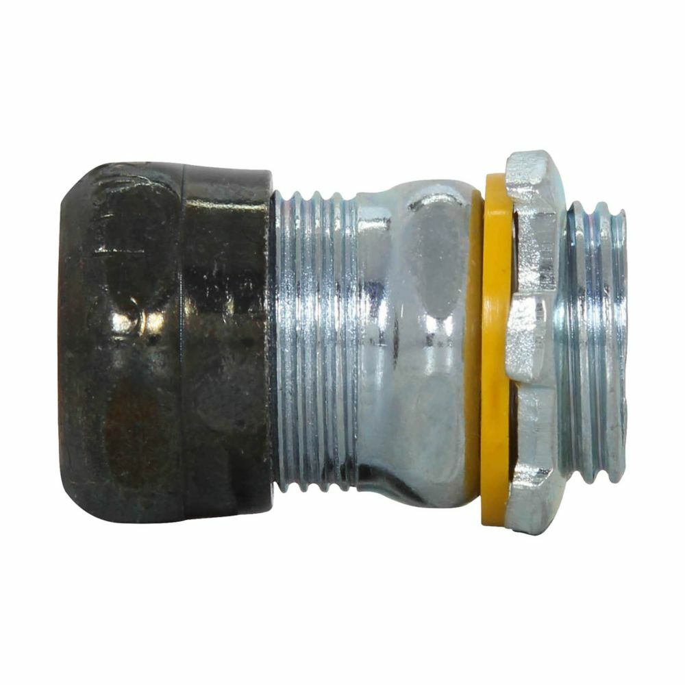 654RT Non-Insulated Raintight Straight Compression Connector, 1-1/2 in Trade, Steel, Zinc Plated