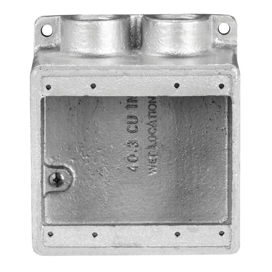 FDS222-G Ocal Type FDS Dead End Deep Style Device Box, Iron, 2 Gangs, 2 Outlets, 2 Knockouts