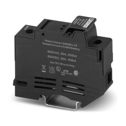 3048580 1-Level 2-Connection Fuse Modular Terminal Block, 600 V AC, 30 A, 16 to 14 AWG Wire