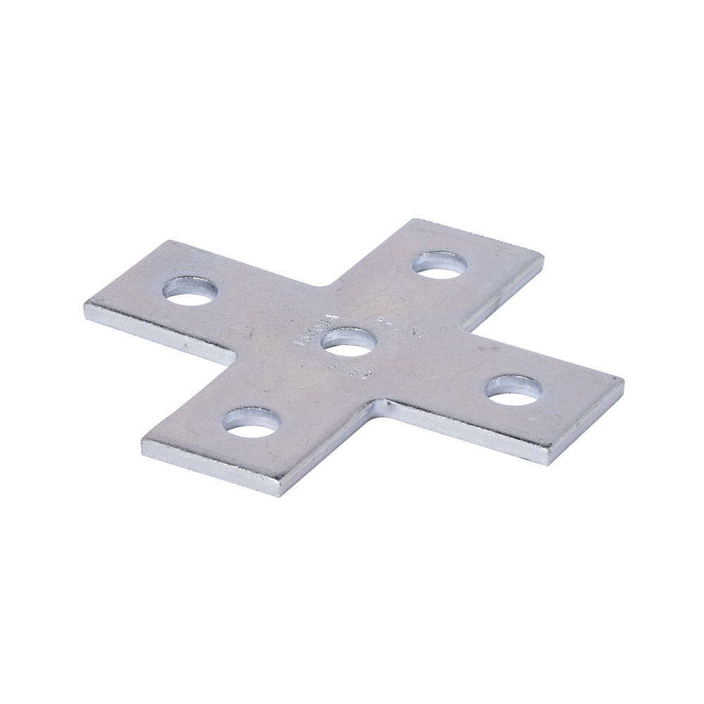 B132GRN Flat Cross Plate, 5 Holes, 5-3/8 in L x 5-3/8 in W x 1/4 in THK, Strip Steel
