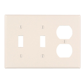 78021 Standard Size Traditional Combination Wall Plate, 3 Gangs, 6.38 in W x 4.5 in H, Thermoset, Light Almond