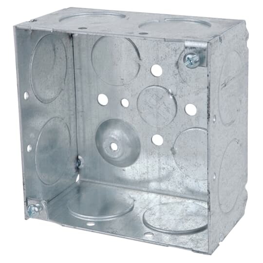 52171-1 Steel City Welded Style Outlet Box, Steel, 30.3 cu-in Capacity, (1) Outlets, (13) Knockouts, 4 in H x 4 in W x 2-1/8 in D