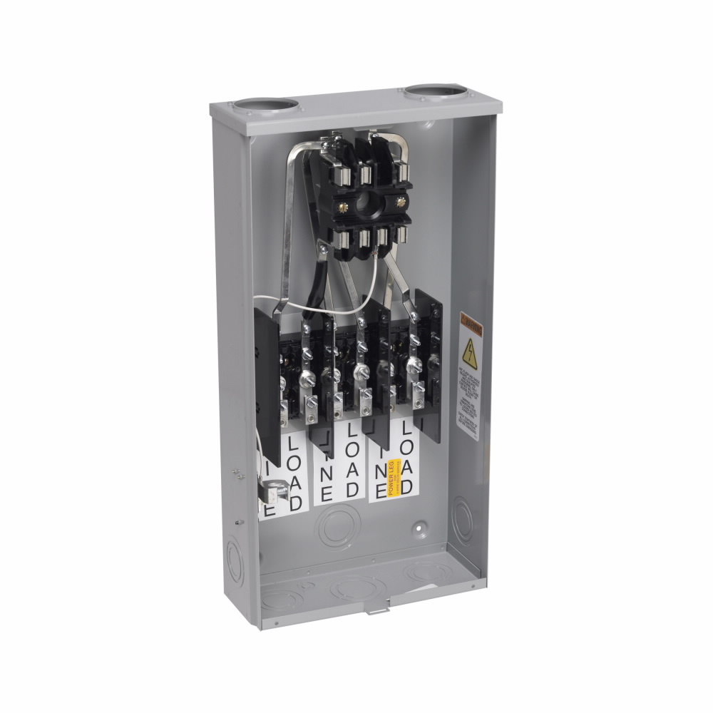 117 TB Single Meter Socket, 100 Amp, Test Block Ringed, 3R, Stainless Steel, Finish, #14-2/0, #14-2/0, Steel, Surface Mount, 4 Jaw, 1 Position, 1 Phase, 3 Wire, OH, UG
