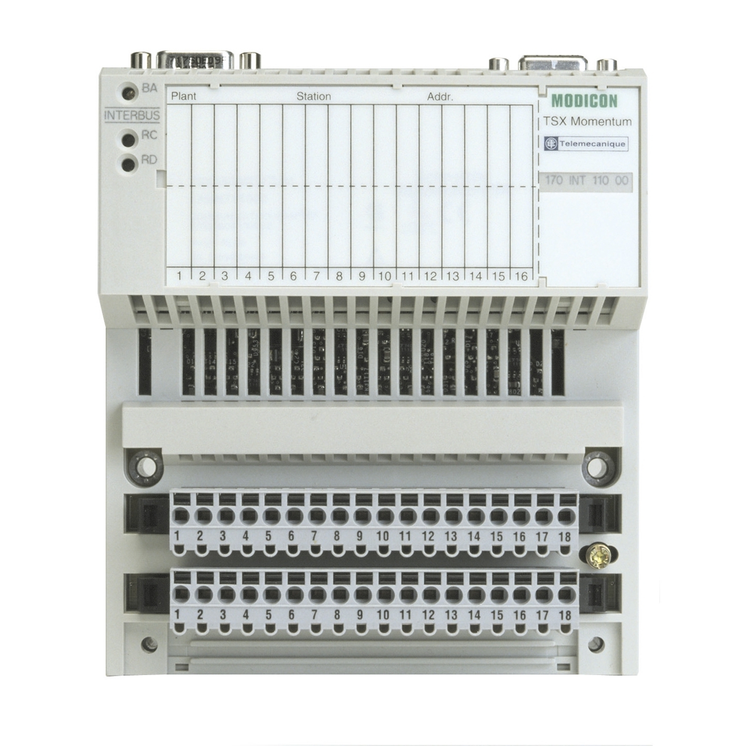 170INT11000 Modicon Momentum Interbus Ring Topology Communication Module, 480 V AC, 500 kBps Communication