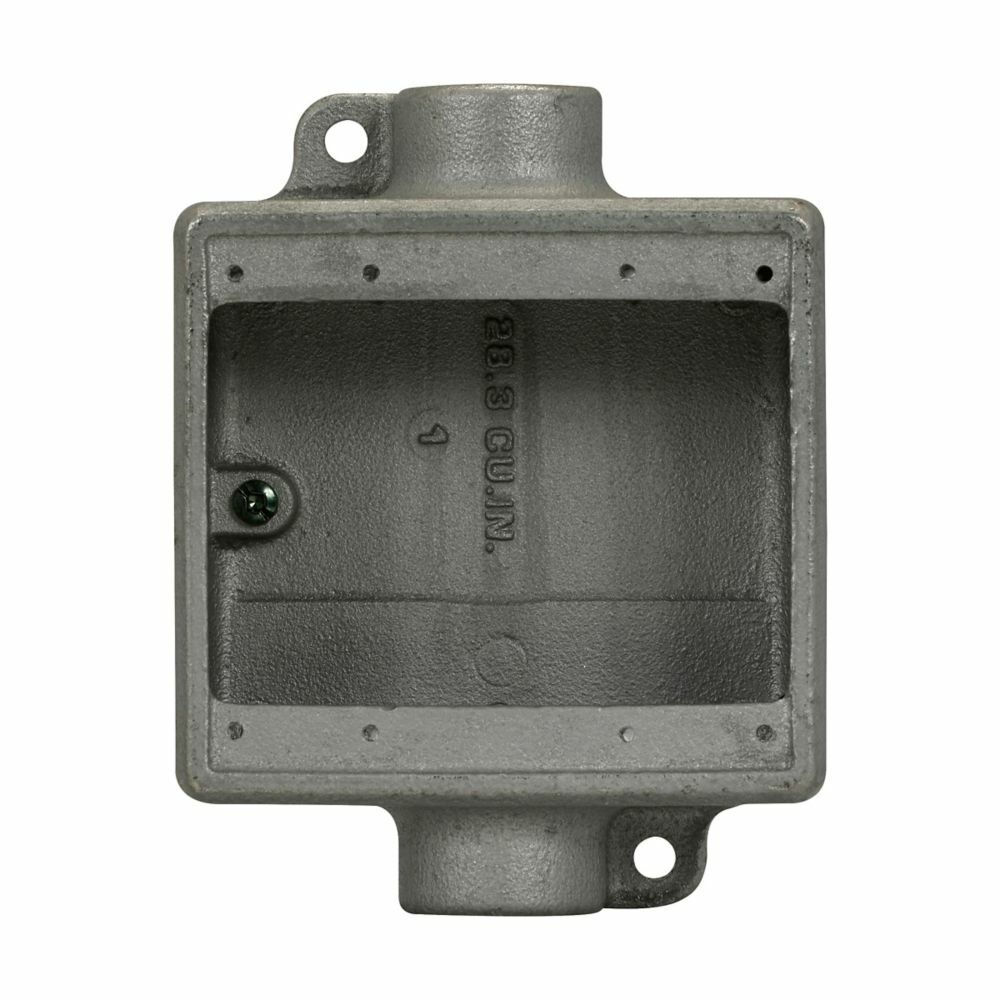 FSC222 Condulet Type FSC Shallow Device Box, Feraloy Iron Alloy, 2 Gangs, 2 Outlets, 1 Knockout, 4-5/8 in W x 1-7/8 in D x 6-1/16 in H