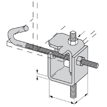 B750-J9ZN Beam Clamp, 5/8 in THK x 8 to 12 in W Flange, 500 lb Load, Low Carbon Steel