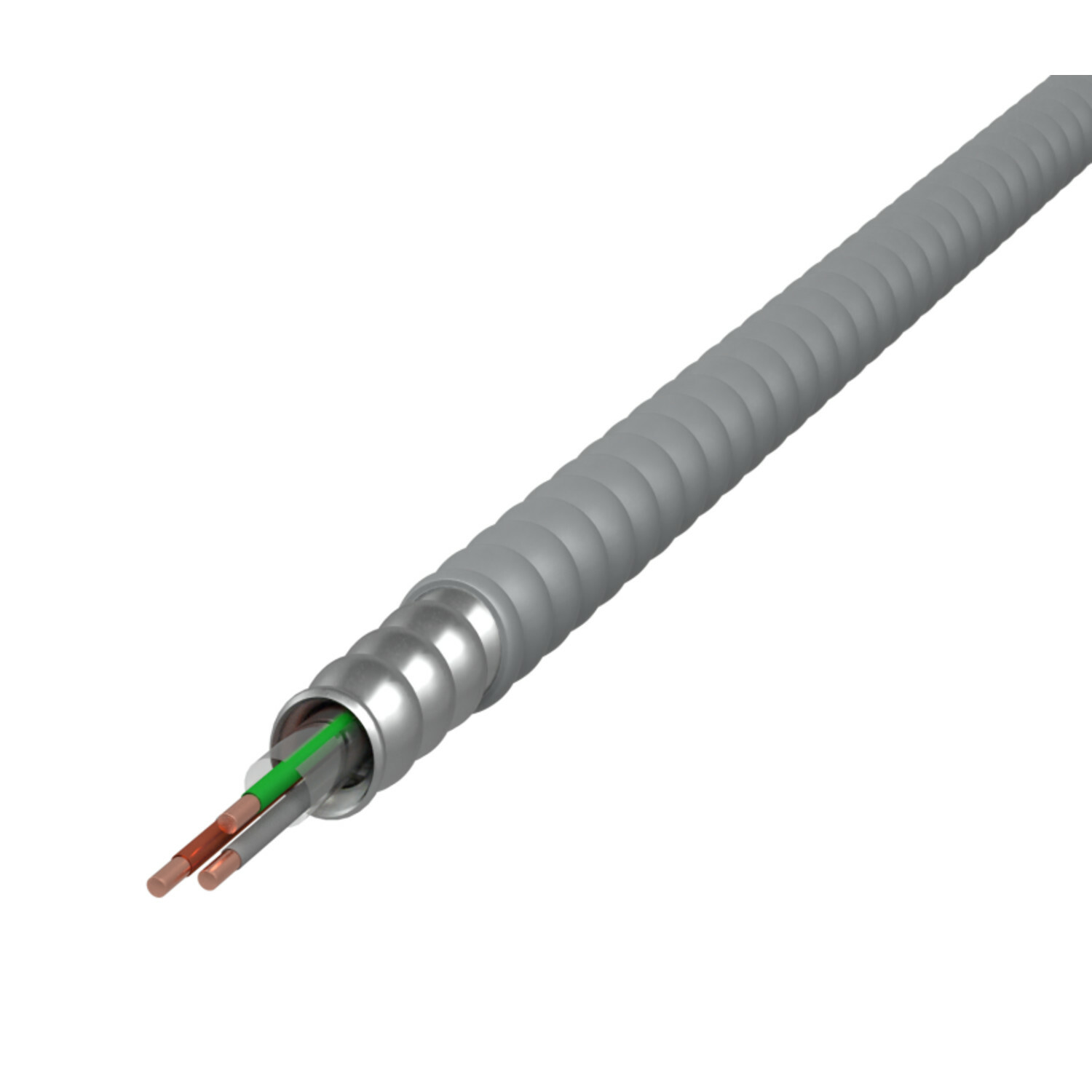 2305-60-00 Type MC Jacketed Armored Cable, Reel Packaging, 600 V, (3) 12 AWG Solid Copper Conductor, 1000 ft L