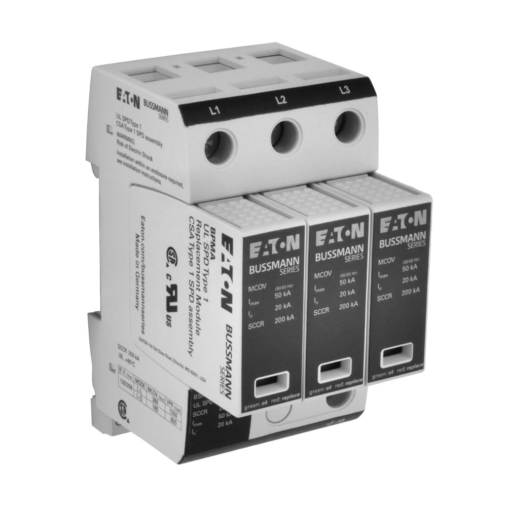 BSPMA3480WYGR BSPMA Series Surge Arrestor Protection Device, Electrical Ratings: 277/480 V, 50/60 Hz, 3 Poles, 200 kA Short Circuit, 3 Phase