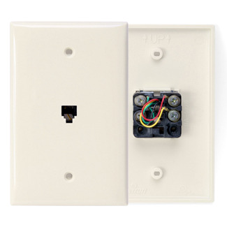 40539-PMT Midsize Screw Terminal Telephone Wall Jack, 1 Gang, 3-1/8 in W, Nylon, Box Mount