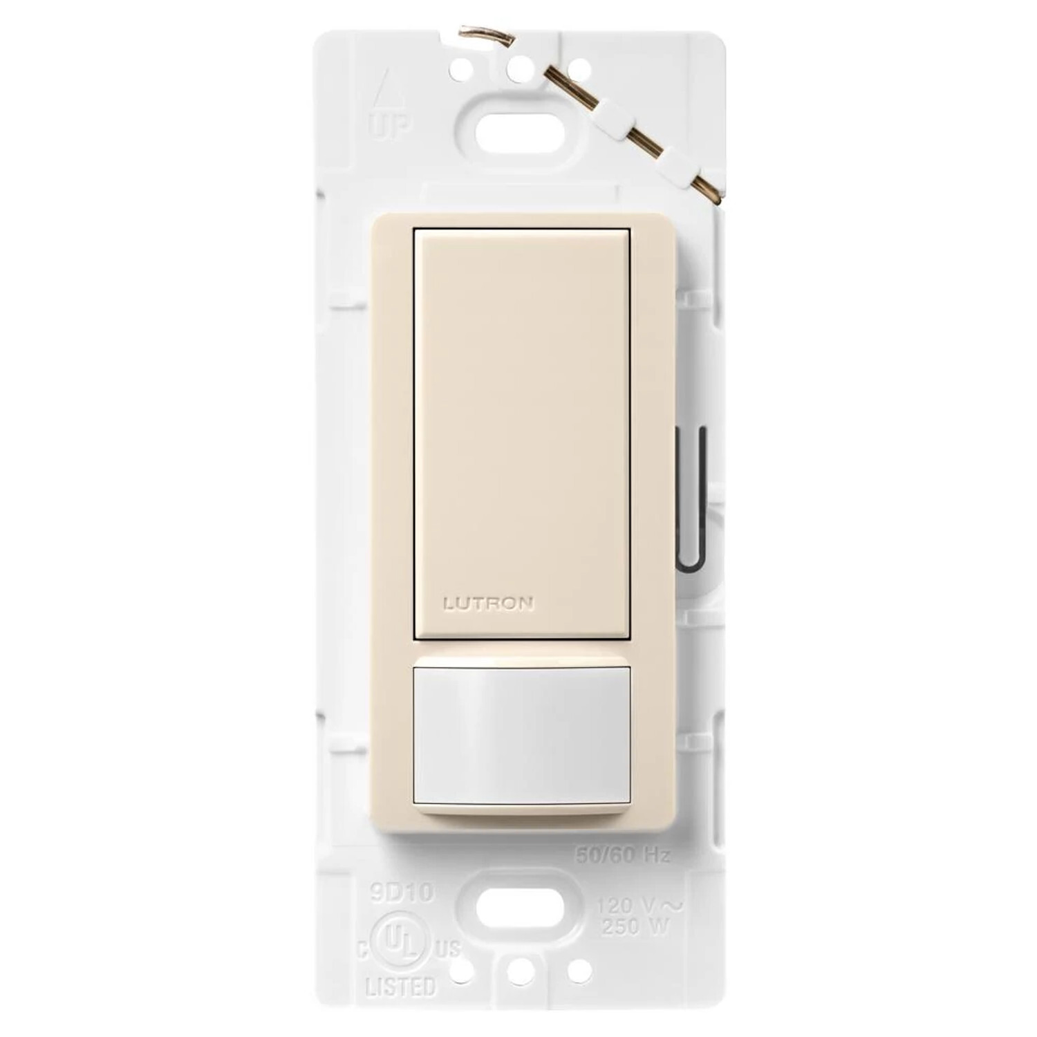 MS-OPS2-LA Maestro Motion Sensor Switch, Ground or Neutral Required, 2 Amp Lighting, 120V, 1 Pole, Light Almond