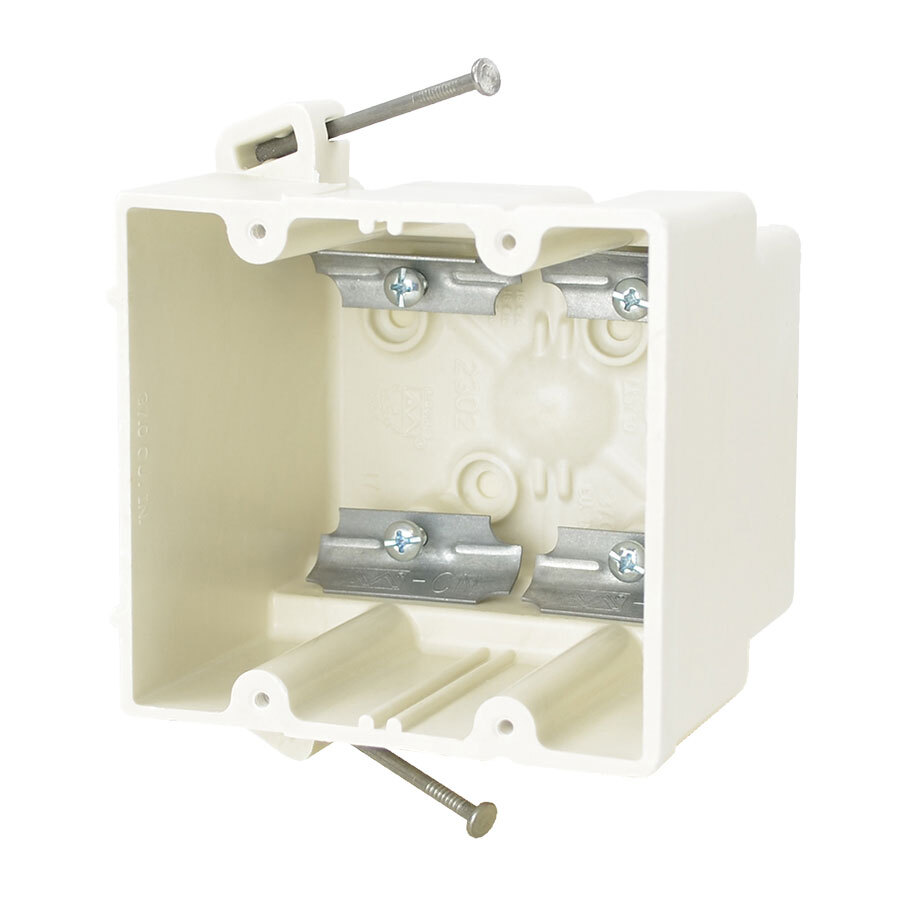 2302-NC4 FiberglassBOX Premier Series Electrical Box, Fiberglass Reinforced Polyester, 37 cu-in, 2 Gangs, 4 Outlets, 8 Knockouts, 3-3/4 in H x 4 in W x 3-7/16 in D