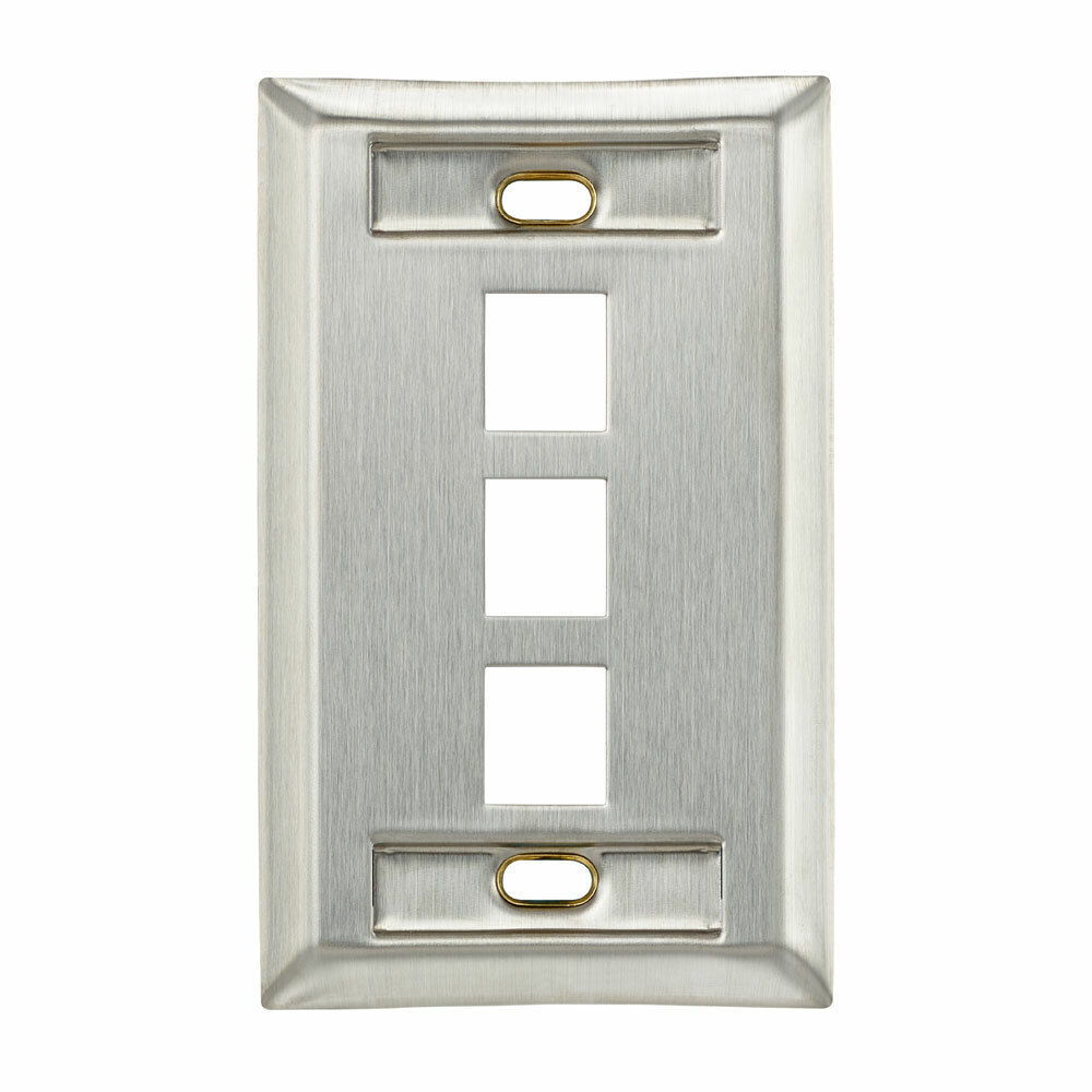 43080-1L3 QuickPort Standard Size Wallplate With Designation Window, 1 Gang, 2.78 in W, 302 Stainless Steel, Surface Mount