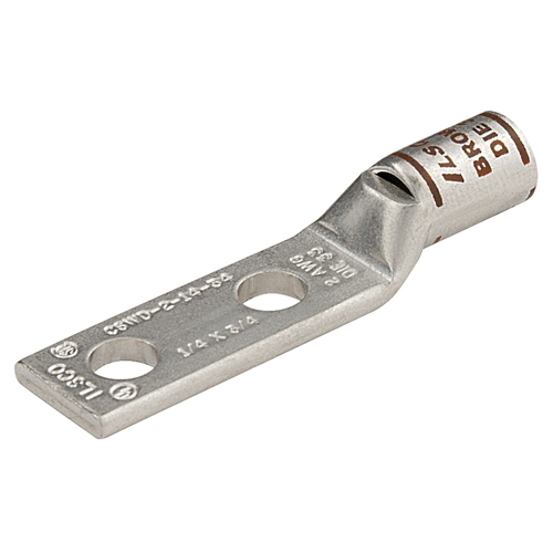 CSWD-6-38-1 SureCrimp 2-Hole Type CSWD Lug Compression Connector Sight Hole With Sight Hole, 6 AWG Solid/Flex Copper Conductor, Die Code: 24, 3/8 in Stud, Copper