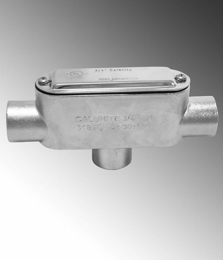 S60500TB00 Type TB Conduit Body With Cover, Gasket Set, Coupling, 1/2 in Hub, Form 8, 5 cu-in, 316 Stainless Steel, #4 Polished