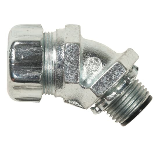 5343-HT T&B High Temperature Insulated Conduit Connector, 3/4 in Trade, 45 deg, Malleable Iron, Clear Chromate Coated/Zinc Plated