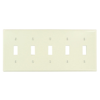 78023 Standard Size Traditional Wall Plate, 5 Gangs, 9.99 in W x 4.5 in H, Thermoset, Light Almond