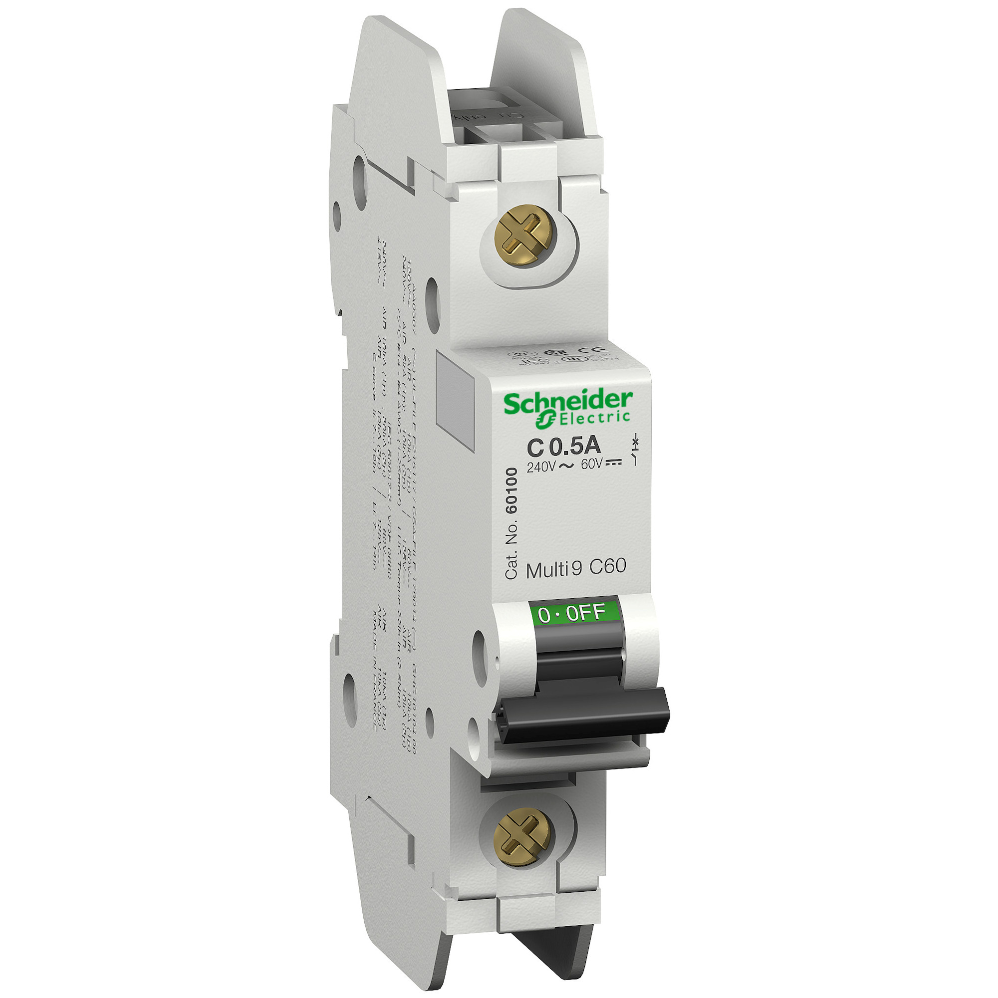 60123 C60N Circuit Breaker, 240 V AC/60 V DC, 5 A, 10 kA Interrupt, 1 Poles, Thermal Magnetic Trip