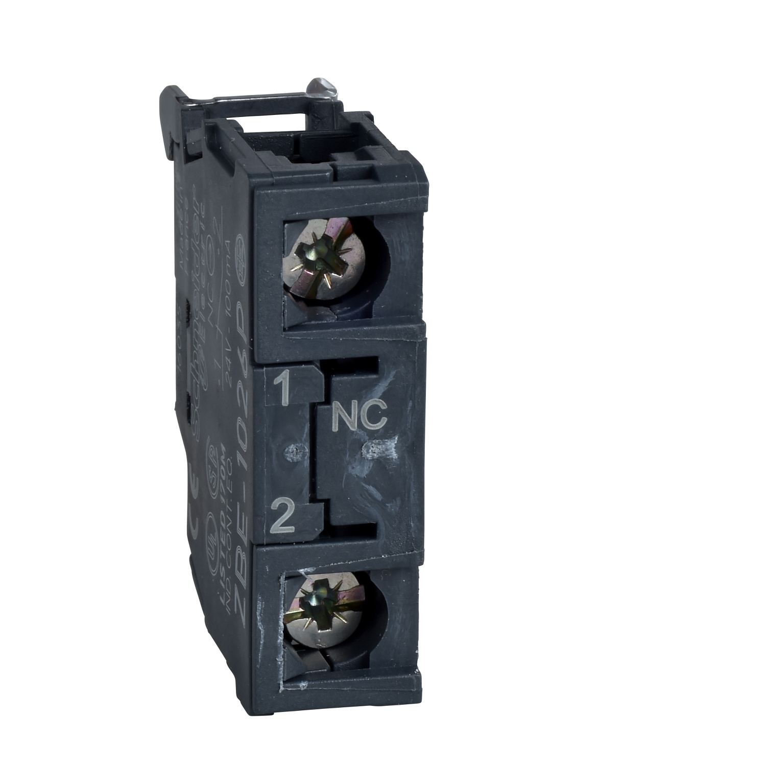 ZBE202 Harmony Single Standard Contact Block, 22 mm, 1NC Contact, 10 A at 600 V AC, A600 to Q600 Contact, Silver Alloy Contact