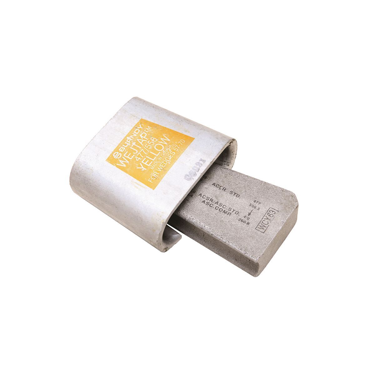 WCY62 Insulated Wedge Overhead Tap With Yellow Booster, Copper Conductor, 397.5 kcmil, 4/0 AWG Min Run/Tap, 556.5, 397.5 kcmil Max Run/Tap, Copper