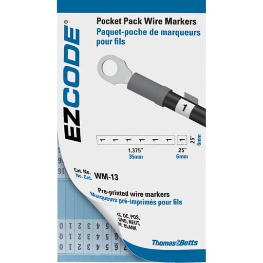 WM-BW3 E-Z Code Self-Laminating Wire Marker Book, 4-7/8 in L x 1 in W, Vinyl