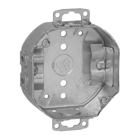 54151NE-30 Steel City Drawn Style Ceiling Box, Steel, 15.8 cu-in Capacity, 1 Outlets, 3 Knockouts, 1-1/2 in D