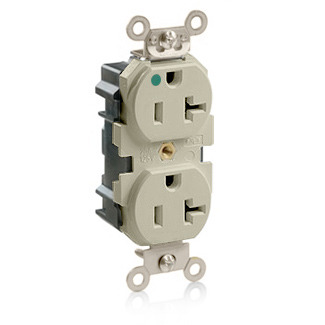 M8300-I 1-Phase Duplex Extra Heavy Duty Wide Body Straight Blade Receptacle, 125 V AC, 20 A, 2 Poles, 3 Wires, Ivory