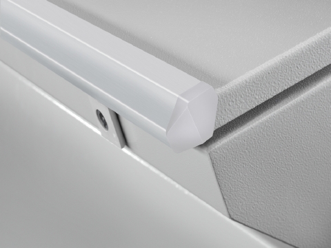 6731120 Strip, For Use With TP Desk Unit and Top Piece Type Enclosure Type Enclosure, Retro-Fitting, Light Gray Plastic Cover Cap, Aluminum