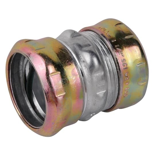TK114A-RT Steel City Raintight Thinwall Compression Coupling, 1-1/4 in, For Use With EMT Conduit, Steel, Zinc Plated
